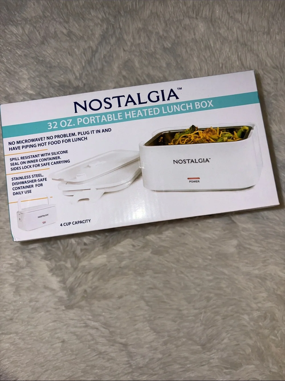 Nostalgia White Portable Heated Lunch Box